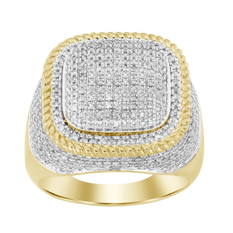 MEN'S RING 1.00CT ROUND DIAMOND 10K YELLOW GOLD