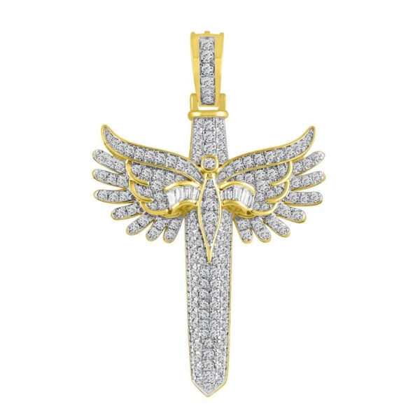MEN'S CHARM 2.00CT ROUND/BAGUETTE DIAMOND 10K YELLOW GOLD