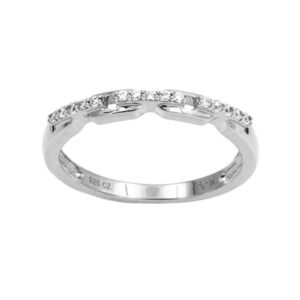 LADIES BAND 0.10CT ROUND DIAMOND 10K WHITE GOLD