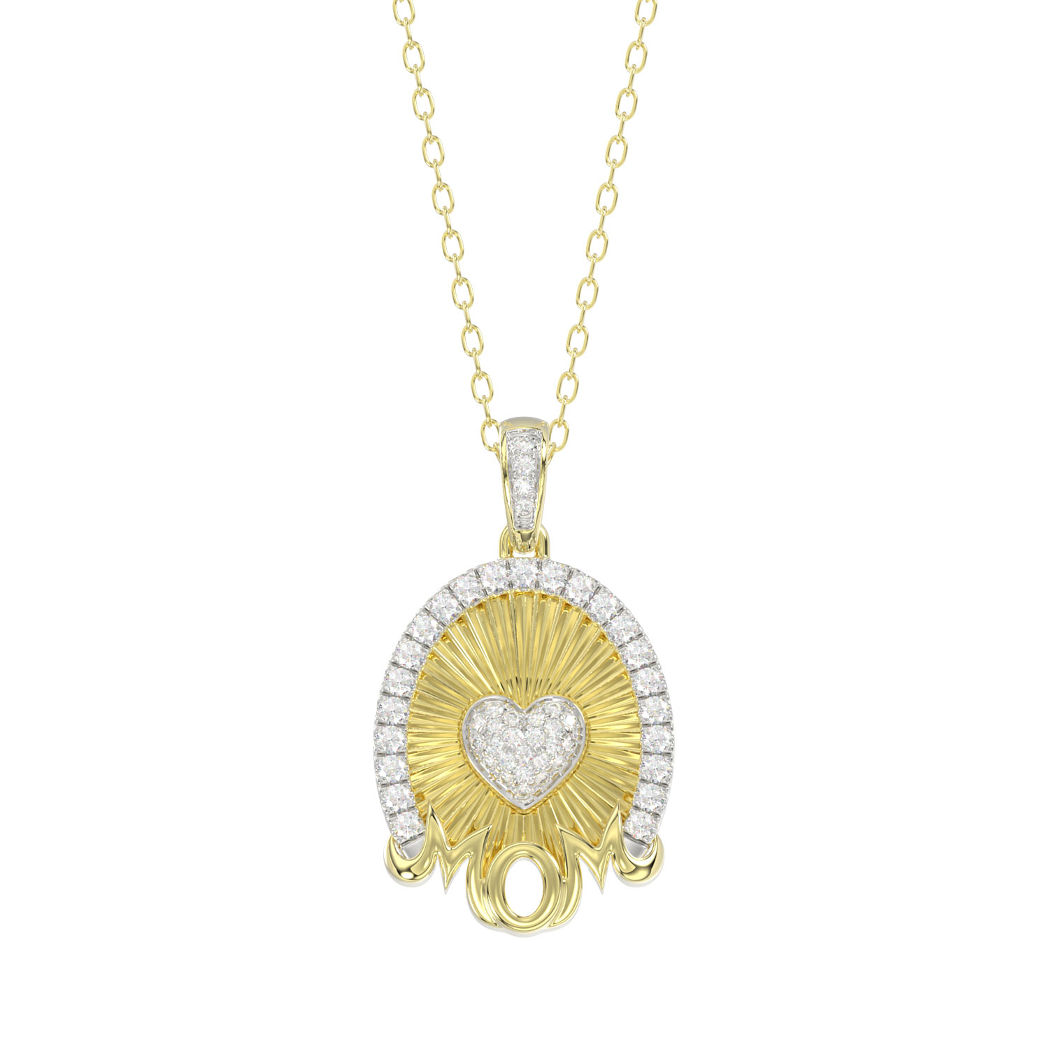 LADIES PENDANT WITH CHAIN 0.25CT ROUND DIAMOND 14K YELLOW GOLD