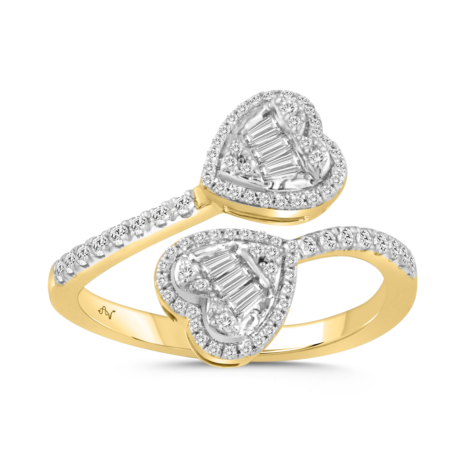 LADIES RING 0.40CT ROUND/BAGUETTE DIAMOND 14K YELLOW GOLD